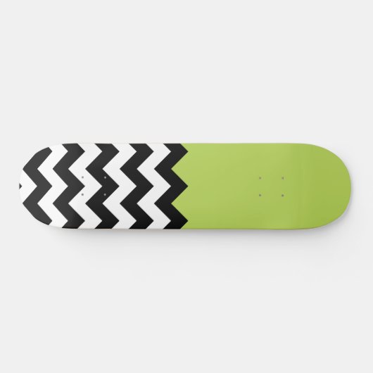 Zwarte en witte zigzag Pattern, Chevron, Green Skateboard (Horizontaal)
