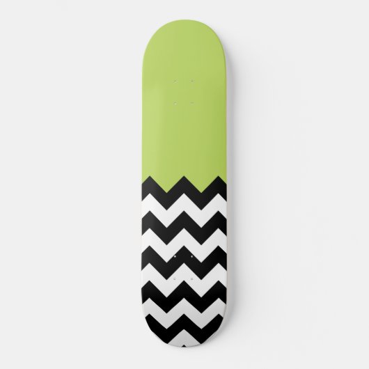 Zwarte en witte zigzag Pattern, Chevron, Green Skateboard (Voorkant)