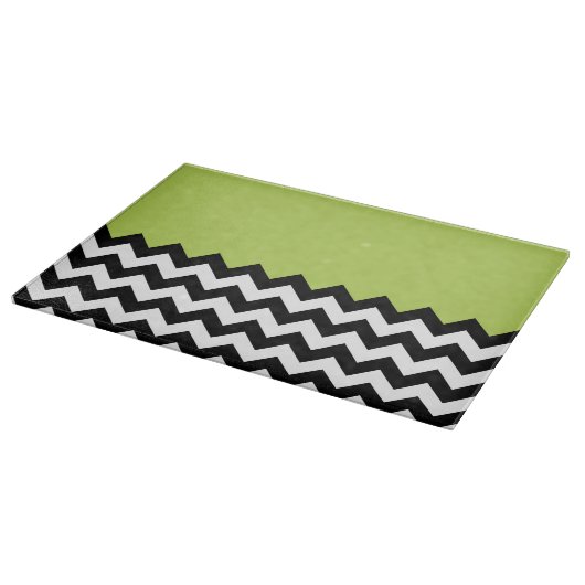 Zwarte en witte zigzag Pattern, Chevron, Green Snijplank (Hoek)