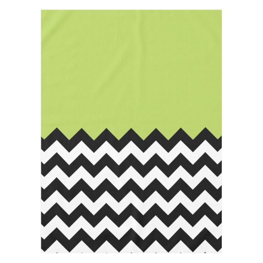 Zwarte en witte zigzag Pattern, Chevron, Green Tafelkleed (Voorkant)