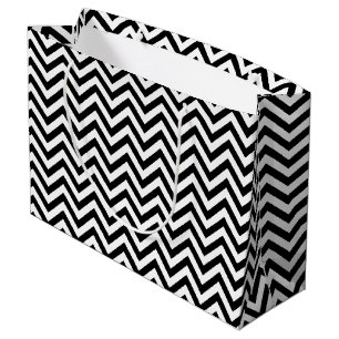 Zwarte en witte zigzag Stripes Chevron Pattern Large Cadeautasje