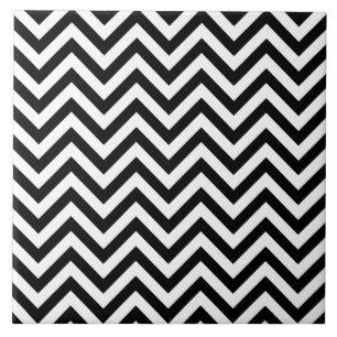 Zwarte en witte zigzag Stripes Chevron Pattern Tegeltje