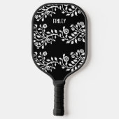  zwarte en witte zilveren zilverzwammels pickleball paddle (Achterkant)