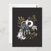 Zwarte en witte zingende Geiteninkschildering Briefkaart (Voorkant / Achterkant)