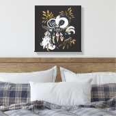 Zwarte en witte zingende Geiteninkschildering Canvas Afdruk (Insitu (Slaapkamer))