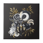 Zwarte en witte zingende Geiteninkschildering Tegeltje (Voorkant)