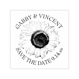 Zwarte en witte zonnebloem Weddenschap Sparen de D Zelfinktende Stempel