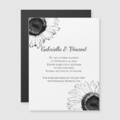 Zwarte en witte zonnebloemen Weddenschap Bespaar d Magnetische Uitnodiging (Voorkant / Achterkant)