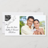 Zwarte en witte zonnebloemen Weddenschap Bespaar d Save The Date (Voorkant)