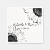 Zwarte en witte zonnebloemen Weddenschap Servet (Voorkant)