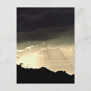 Zwarte en witte zonsondergang briefkaart
