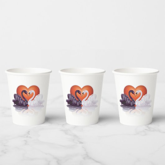 Zwarte en witte zwanen papieren bekers