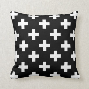 Zwarte en Witte Zwitserse kruispiloot Kussen