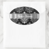 Zwarte en zilverdamper ovale sticker (Tas)