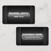 Zwarte en zilverkleurige stalen metalen hol visitekaartje (Voorkant / Achterkant)