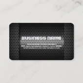 Zwarte en zilverkleurige stalen metalen hol visitekaartje (Achterkant)