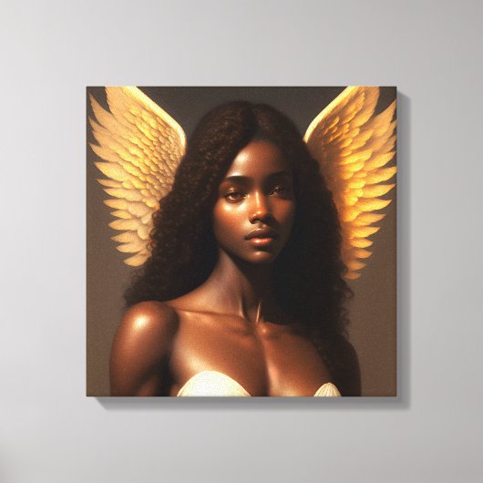Zwarte Engel Etherische Angelcore Kunst Canvas Afdruk (Voorkant)