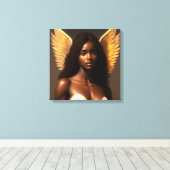 Zwarte Engel Etherische Angelcore Kunst Canvas Afdruk (Insitu (Houten vloer))
