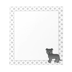 Zwarte Engelse Staffie Schattige Cartoon Hond Notitieblok