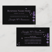 Zwarte etherische oliën Lavendel Visitekaartje (Voorkant / Achterkant)