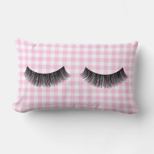 Zwarte Eyelashes op Gingham Kussen