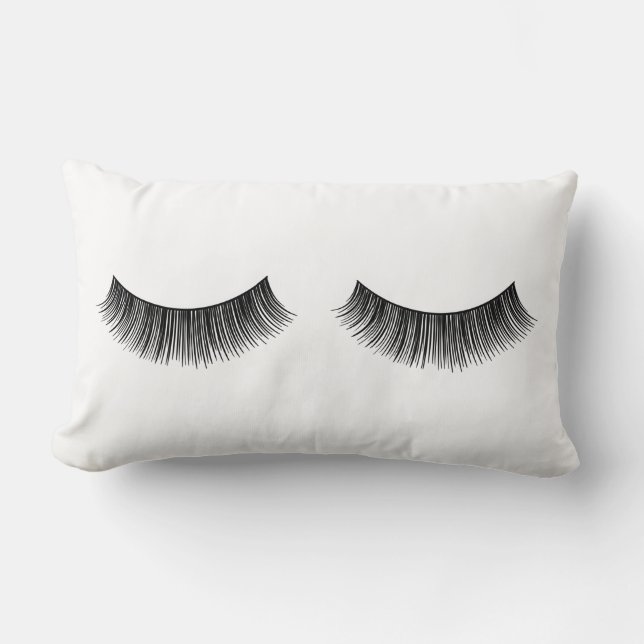 Zwarte Eyelashes op wit Kussen (Voorkant)