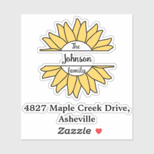 Zwarte familienaam en adres mailbox gepersonalisee sticker