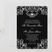 Zwarte Fancy Lace Skull Wedding Invitation Kaart (Voorkant / Achterkant)