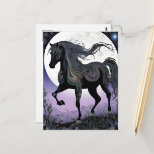 Zwarte Fantasie Paard Briefkaart