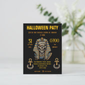 🖤 Zwarte Farao Mummie Uitnodiging 🎃✉️ (Staand voorkant)