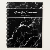 Zwarte faux-marmer-textuur met aangepaste tekst planner (Voorkant)