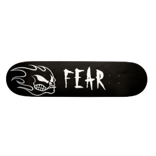 Zwarte Fear Skatebord Deck met Wit Skateboard