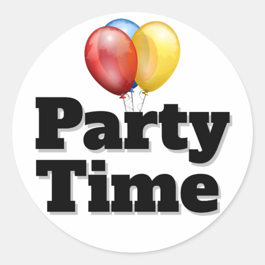 Zwarte Feestballonnen Ronde Sticker (Voorkant)