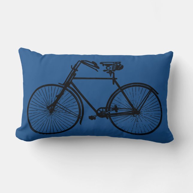 zwarte fiets Thuiskussen blauw Kussen (Voorkant)