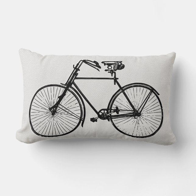 zwarte fiets witte duw kussen (Voorkant)