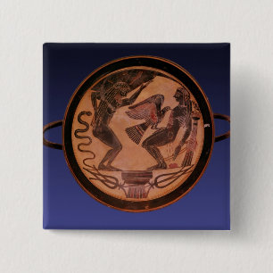 Zwarte figuur kylix vierkante button 5,1 cm