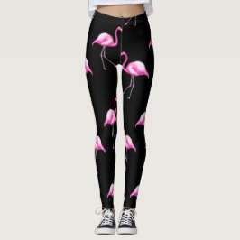 Zwarte flamingo-leggings leggings