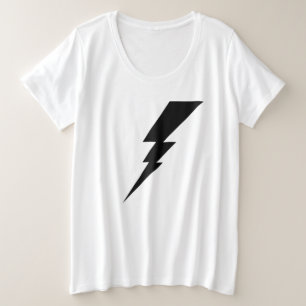 Zwarte Flash-bliksembolt Grote Maat T-shirt