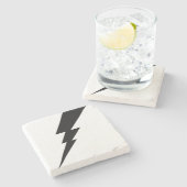 Zwarte Flash-bliksembolt Stenen Onderzetter (Zijkant)