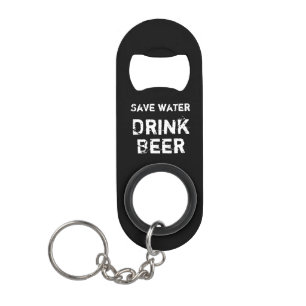 Zwarte flesopening: Bespaar water - Drink bier Mini Flessenopener