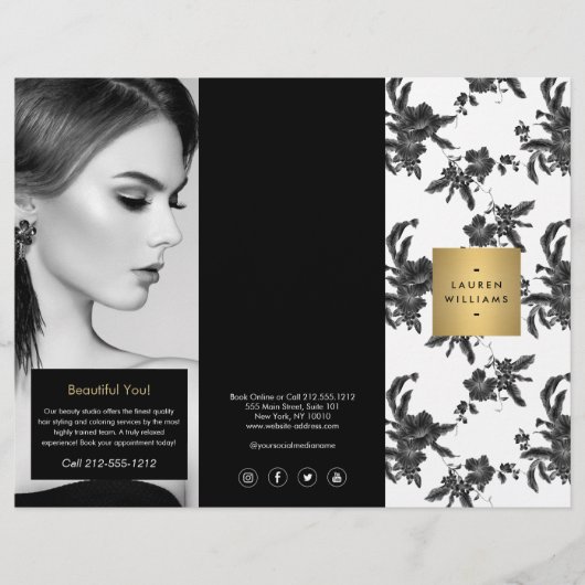  zwarte flessenpatroon tri-Fold brochure (Voorkant)