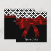 Zwarte Fleur De Lis-feest Kaart (Voorkant / Achterkant)