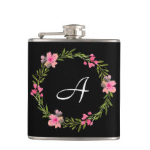 Zwarte Floral Aangepaste monogram