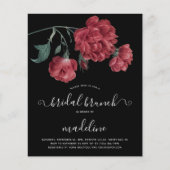zwarte Floral Bridal Brunch Uitnodiging Flyer (Voorkant)