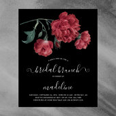 zwarte Floral Bridal Brunch Uitnodiging Flyer
