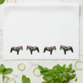 Zwarte Floral Dala Horse MoJo Kitchen handdoek (Gevouwen)