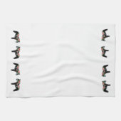 Zwarte Floral Dala Horse MoJo Kitchen handdoek (Horizontaal)