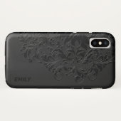 Zwarte  Floral Lace Case-Mate iPhone Case (Achterkant (horizontaal))
