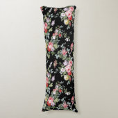 Zwarte  Floral Lichaamskussen (Voorkant Verticaal)