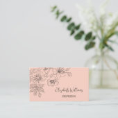 Zwarte Floral Line Art Botanische QR-code Visitekaartje (Staand voorkant)